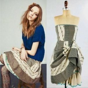 Edme & Esyllte Anthropologie 6 Strapless Convertible Ikat Dress